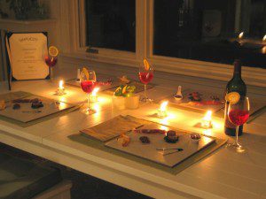Romantic candle lite dinners at home are easily created using flameless tea light candles